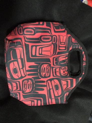 tlingit haida hand bag in red and black
